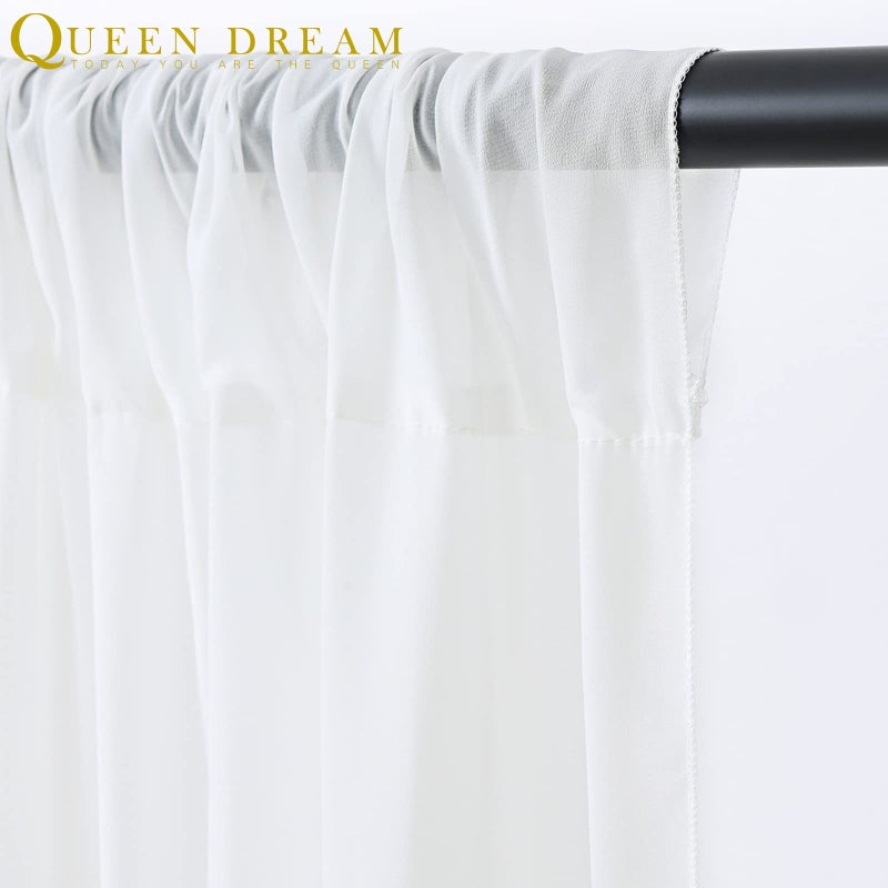 QueenDream White Backdrop Curtains 10ft x 10ft Chiffon Photo Drapes for Wedding Birthday Parties Baby Decorations 2 Panels 5ft x 10ft - Image 5